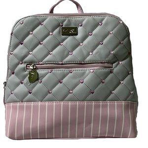 Bestey Johnson Backpack. Grey with blush hearts.
